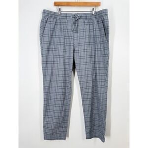 Original Penguin Mens XXL Slim Fit Stretch Plaid Drawstring Pants Blue Grey NEW